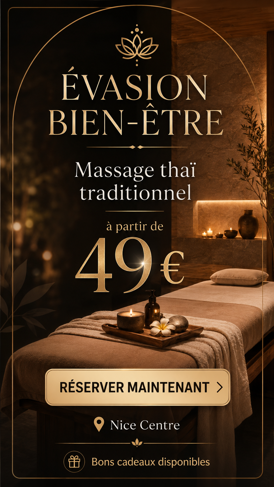 Carte tarifaire finale de la démo Massage Spa